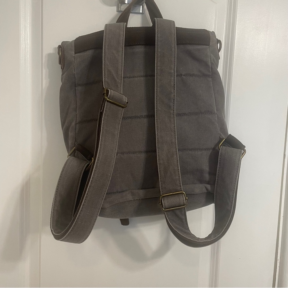Mens Multi Functional Backpack Bag Gray Canvas Wi… - image 3